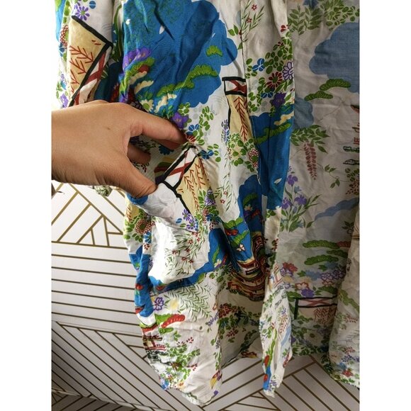 Made In Japan Open Front Kimono Scenery Beautiful Pocket - Picture 6 of 11